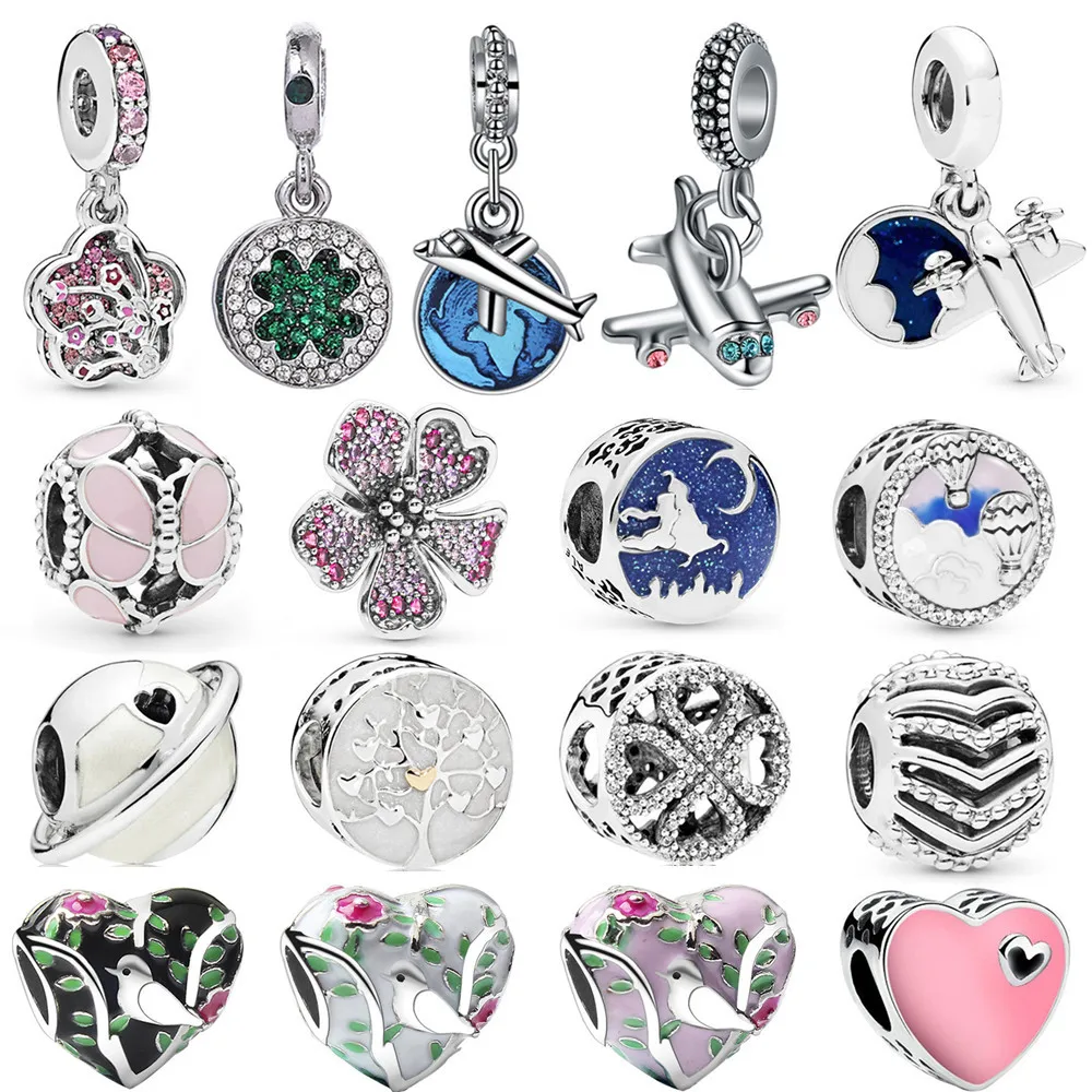 

1Pcs New Cute Airplane Flower Bird Bead Pendant DIY Bracelet Necklace Accessory Women Jewelry Making Gifts