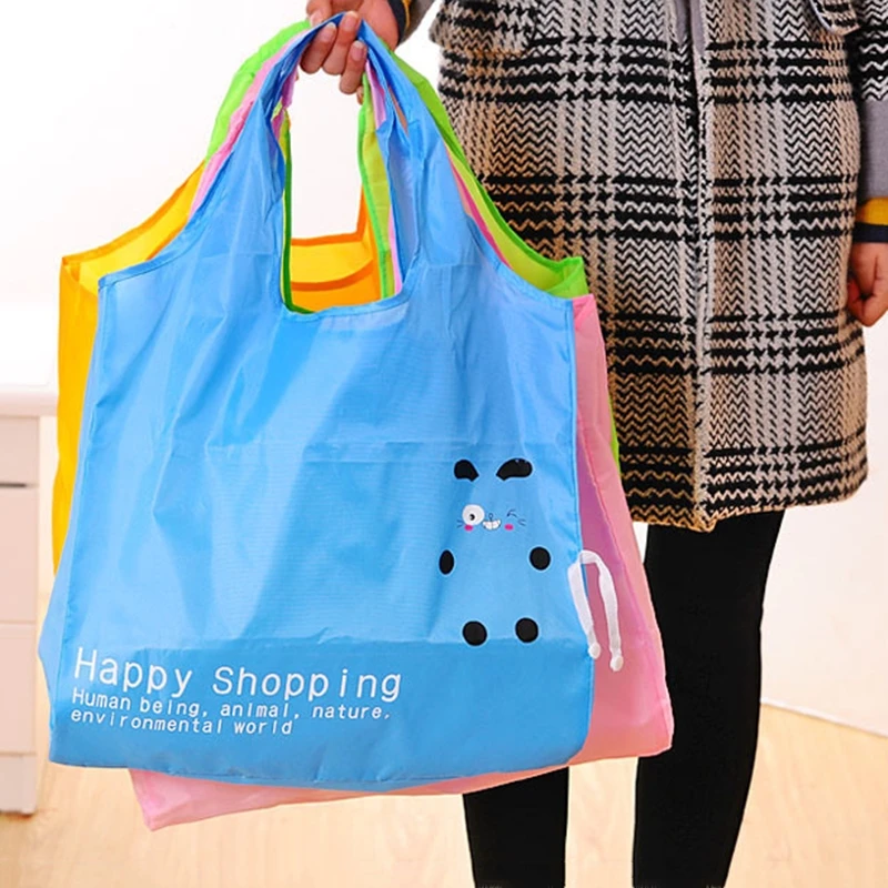 

Cartoon Shopping Bag Recyclable Foldable Grocery Tote Large Capacity Handbag Oxford Waterproof Shopping Totes Eco-Friendly Pack