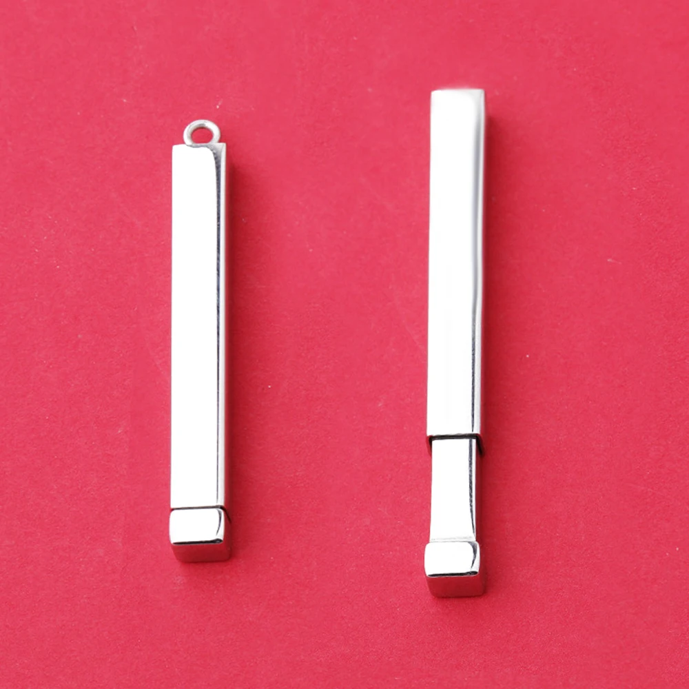 2021 Fashion  Mirror polished stainless steel baby box small hanging pendant charms Bar Necklace Jewelry Making Findings 5 Color