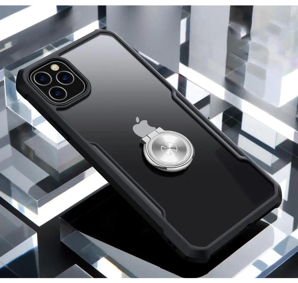 Чехол для телефона для Apple Iphone 11 11Pro Max чехол Shookproof защита, подушка безопасности бампер чехол для мобильного телефона прозрачный бизнес Xundd - Цвет: Black With Ring