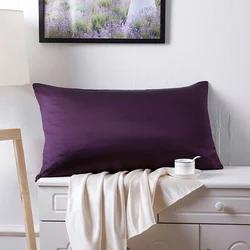 Luxurious Two-Sided Mulberry Silk Pillowcase - Hypoallergenic Beauty Care in White - 50cmX70cm 1pc (Deep Purple)
