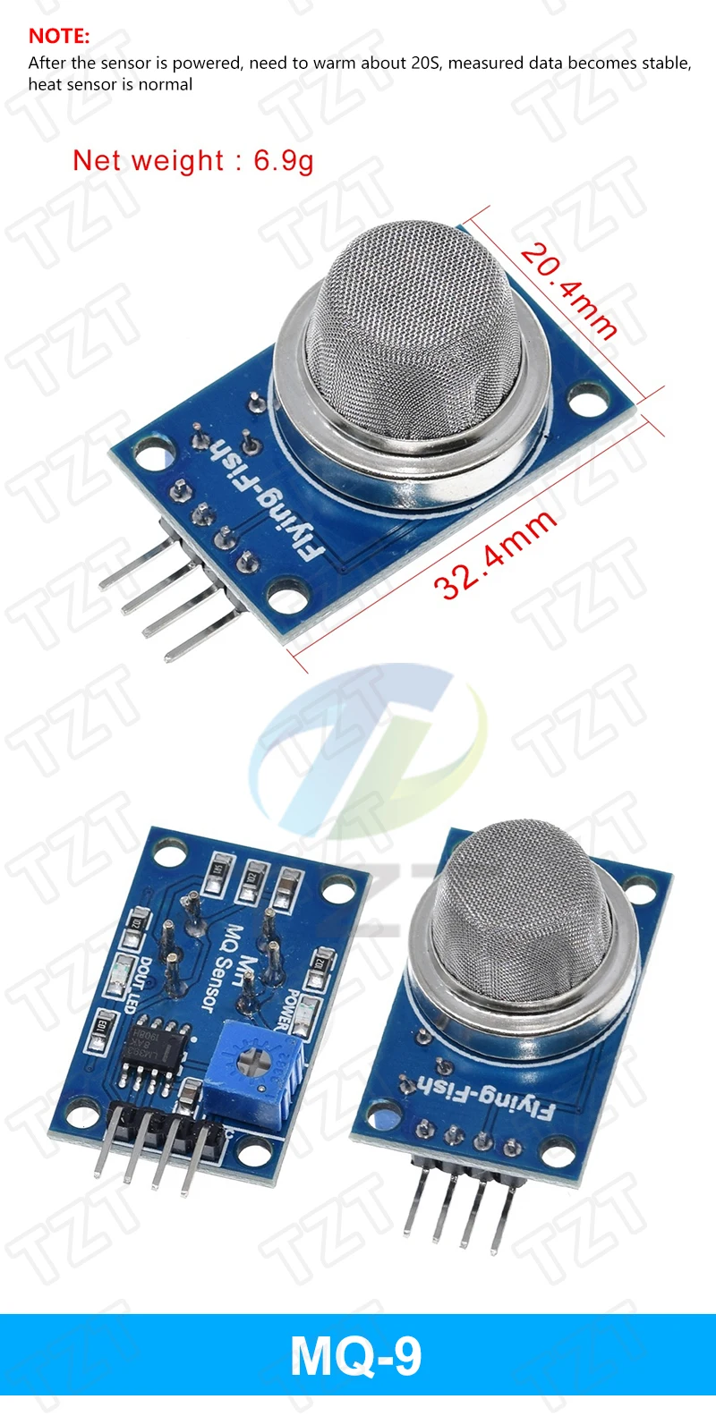 TZT 1/3PCS MQ-2 MQ-3 MQ-4 MQ-5 MQ-6 MQ-7 MQ-8 MQ-9 MQ-135 Erkennung Rauch Methan Flüssiggas Sensoren Modul für Arduino – Detail 13