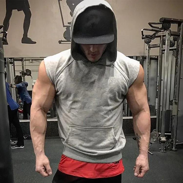 

AliExpress Muscular Men Brothers Outdoor Sports Fitness Cotton Light Board Waistcoat Sleeveless Hoodie Logo Customizable Printed