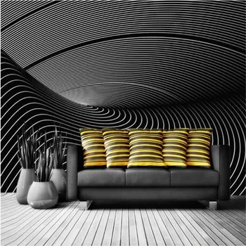 

milofi custom large wallpaper mural Nordic black and white tone apartment large space bedroom background wall
