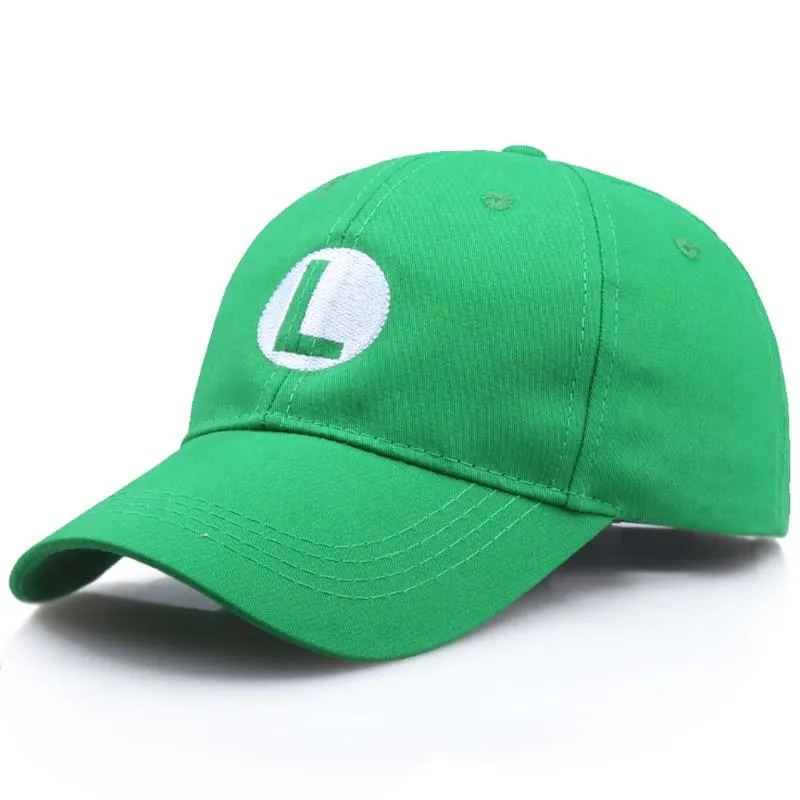 Игра Супер Марио Bros шляпа Марио Луиджи Йоши Snapback Бейсболки мультфильм взрослых солнцезащитные козырьки Пара хип хоп кепки - Цвет: Зеленый