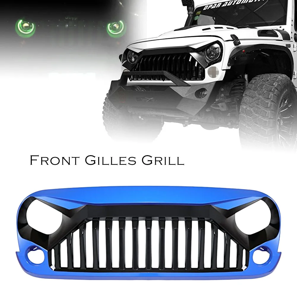 

Auto Car Racing Front Grille Grill For Jeep Wrangler JK JKU Rubicon Sahara Sport 2007 2008 2009 2010 2011 2012 2013-2017 Blue