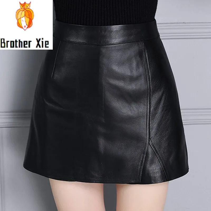 

Womens Shorts Sheepskin Genuine Leather Casual High Quality Soft Female Trouser Autumn Office Lady High Waist Zipper Pantalon