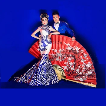 

2Pcs Decorative Fan Bamboo Hand Fan Personalized Silk Fold Fans HandFan Handmade Hanging Fans Folding Wedding Decor Home Decor