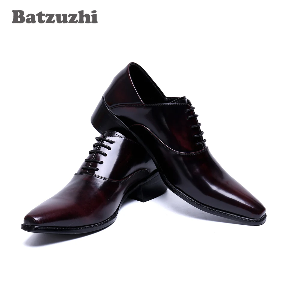 

Batzuzhi Genuine Leather Men Shoes Fashion Pointed Toe Formal Leather Shoes Men Lace-up Business Party Shoes Male Zapatos Homb