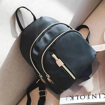 

Fashion Nylon Black Backpack woman 2020 school bags for teenage girls Casual zipper School Backpacks