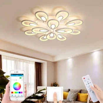 

New Nordic modern living room LED ceiling lamp APP RC dimming lamp bedroom corridor LED chandelier hotel lighting villa lamp