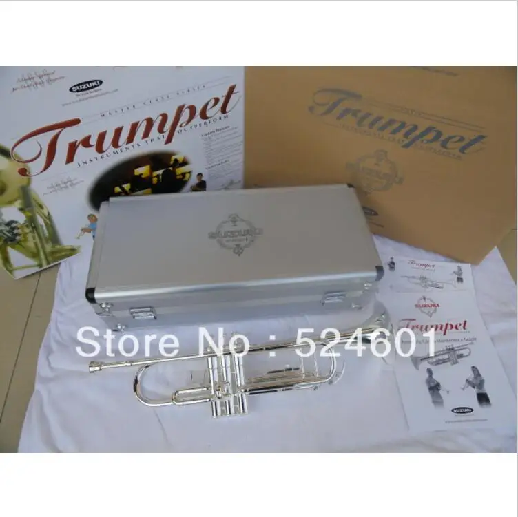 Original SUZUKI Trumpet Small Stainless Steel Silvering Professional 965 Brass Instruments Bb Trumpet TR-200S