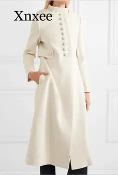 

Wide-waisted Solid Long Women Wool Coat Single Breasted White Winter Jacket Warm Fashion Black Cashmere Coat 2020