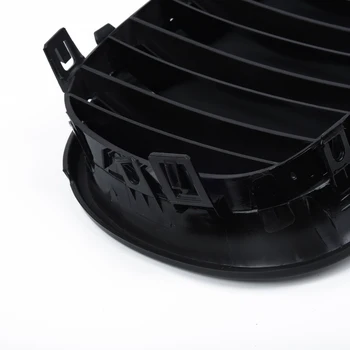 

1Pair Front Gloss Matt ABS Plastic Black 2 Line Double Slat Kidney Grille Grill For BMW E60 E61 5 SERIES 2003-2010