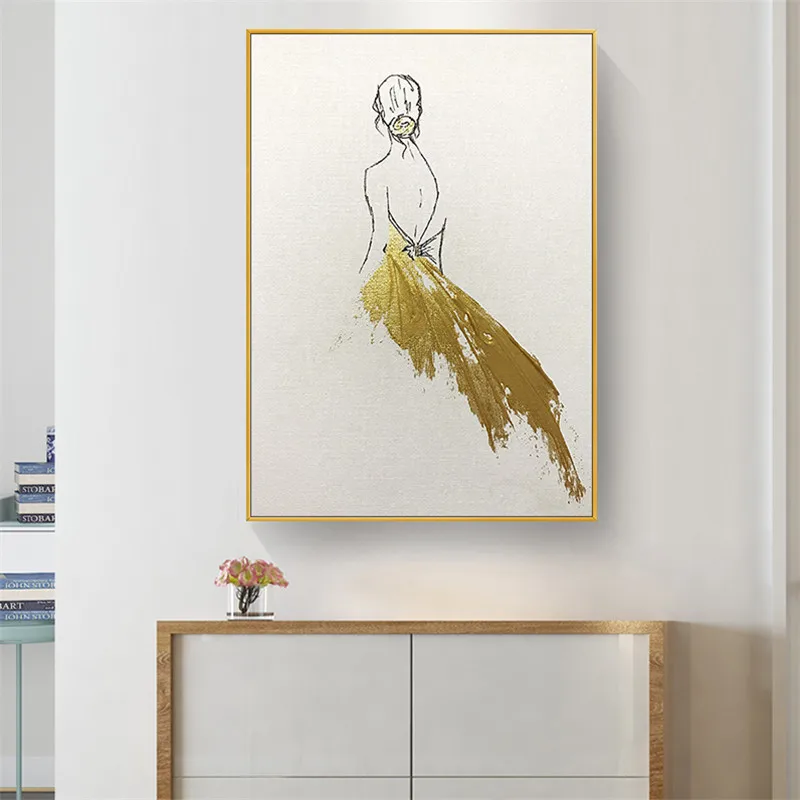 Золотая балерина холст живопись гостиная спальня столовая украшение дома картина маслом работает