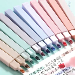 Juego de rotuladores fluorescentes de doble cabezal para estudiantes, bolígrafos de dibujo, suministros de oficina, papelería bonita, 6 unids/set