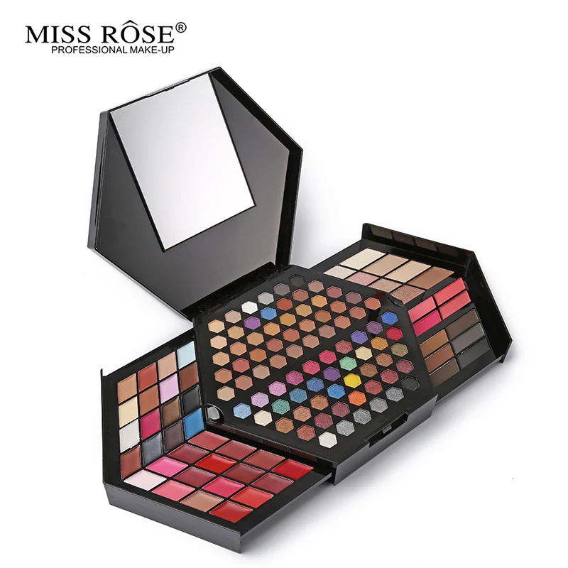 Miss Rose, профессиональный набор для макияжа, полный цвет, матовые мерцающие тени для век, палитра, хайлайтер, пудра, консилер, макияж, коробка
