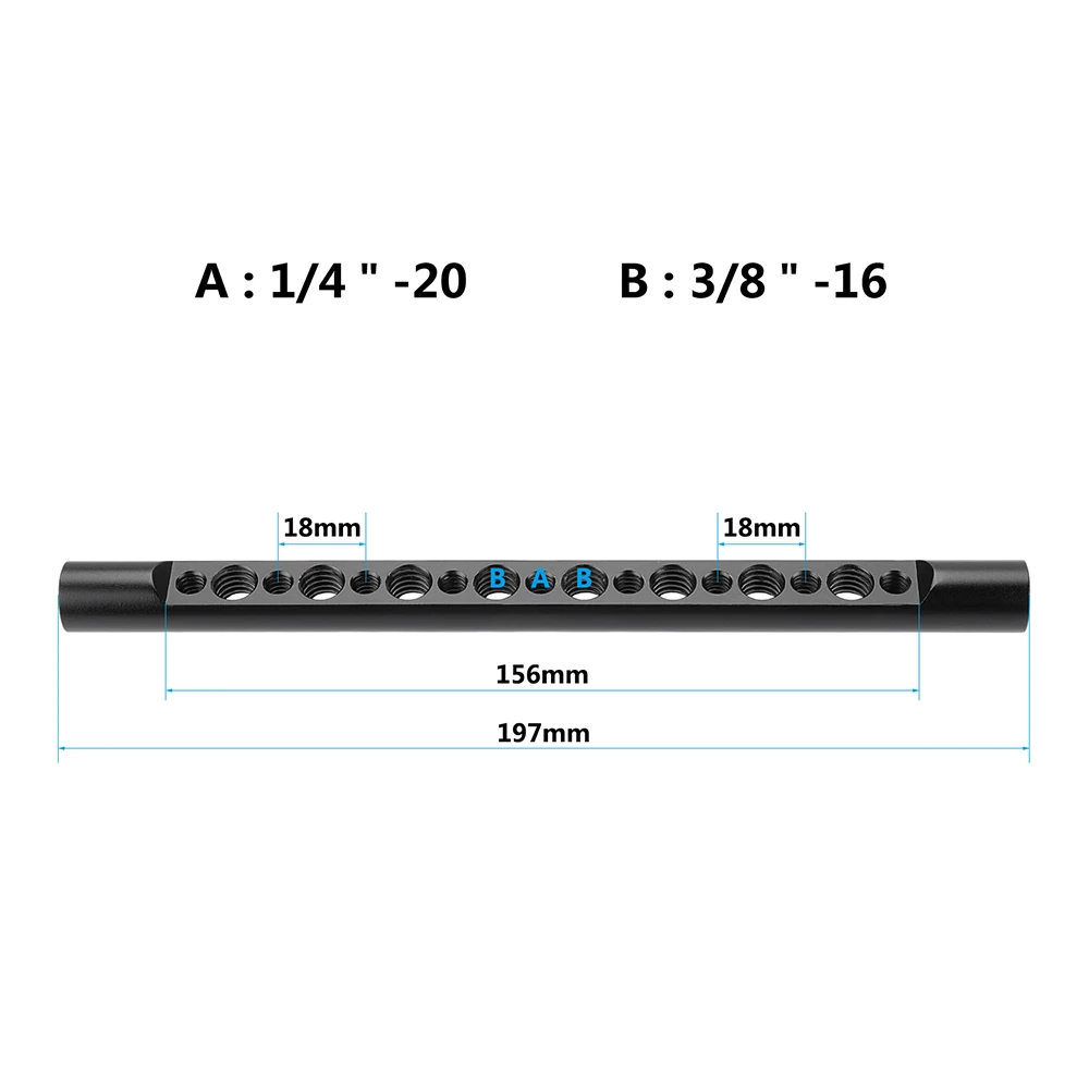 Camera Accessories Aluminum 15mm Rod Cheese Bar 4.9" 5.7" 7.7" Long with 1/4"3/8" Thread Holes