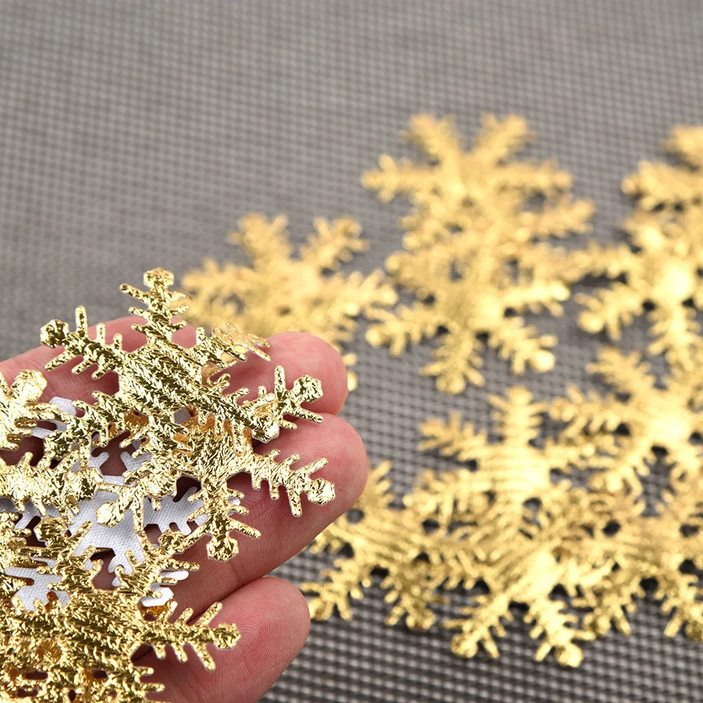100 шт золотые, серебряные тканевые рождественские конфетти в форме снежинок Замороженные вечерние Рождественские елки зимние украшения для домашнего декора 4 см# Y5