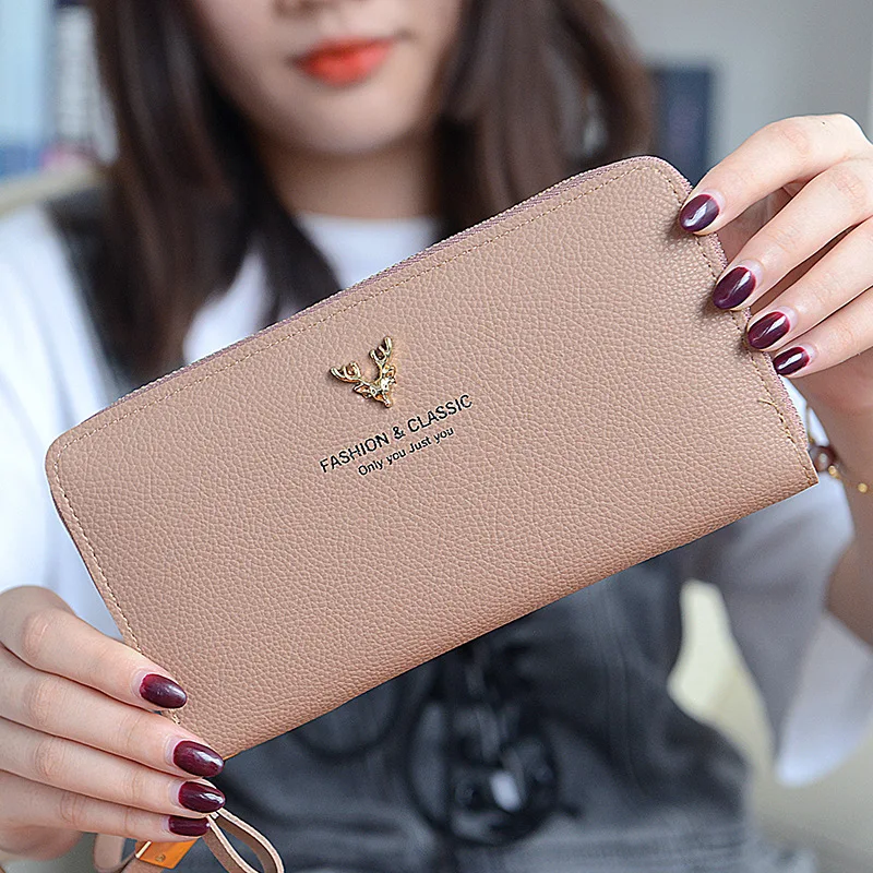 

MONNET CAUTHY New Arrivals Long Wallets Casual PU Fashion Zipper Multi-card Slot High Capacity Purse Solid Color Apricot Wallet