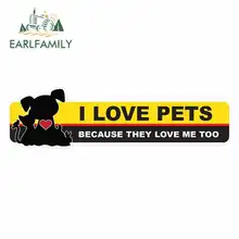 EARLFAMILY 13cm x 9.6cm for I Love Pets Sign Funny Car Stickers RV VAN DIY Fine Decal Vinyl JDM Bumper Trunk Truck Graphics