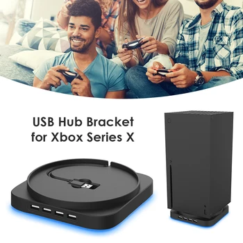 

Hub Blue Light Cradle Base Electronic Machine Accessories Vertical Stand for Xbox Series X with 4 Ports USB 2.0