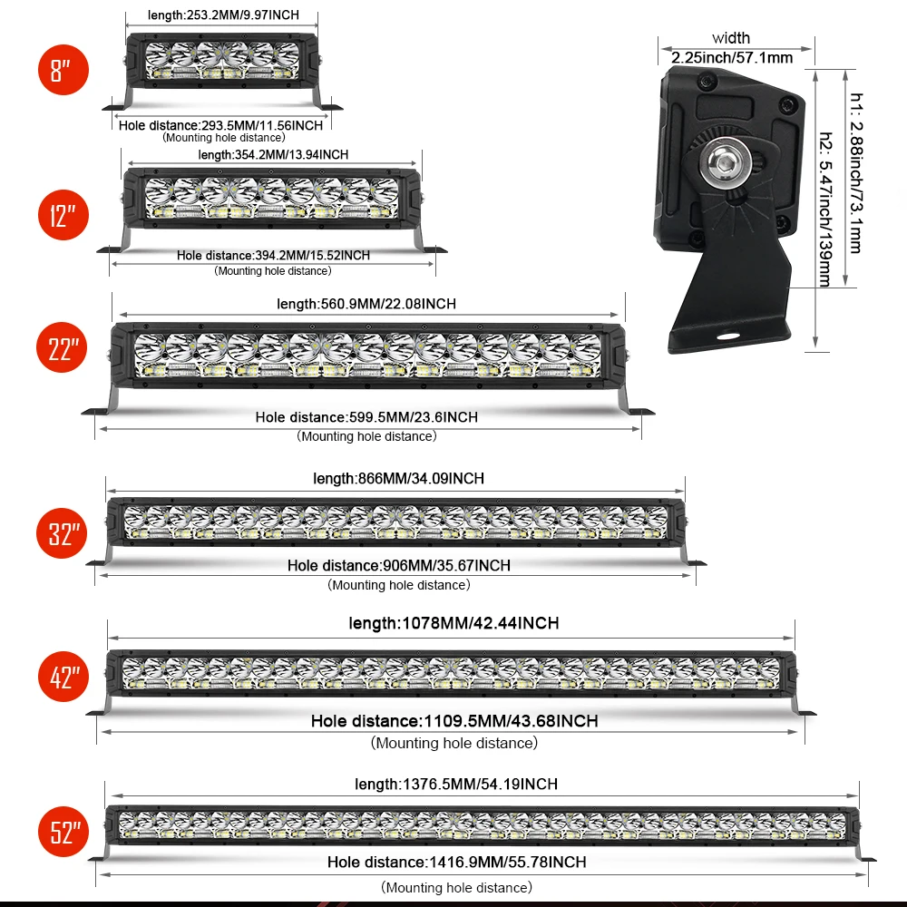 12 INCH 540W Barre LED Rampe Light Bar Phare de Travail SUV ATV