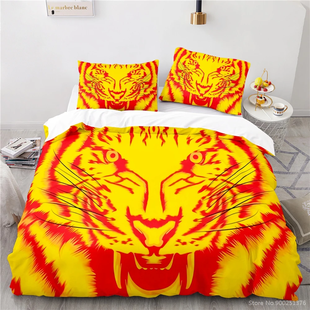 

2/3pcs Tiger 3D Printed Twin Full Queen King Size Bedding Set Soft Duvet Cover Set Comforter Cover Set Home Textile Bedclothes