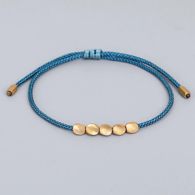 Handmade Tibetan Buddhist Bracelets Braided Copper Beads Lucky Rope For Women Men Gift