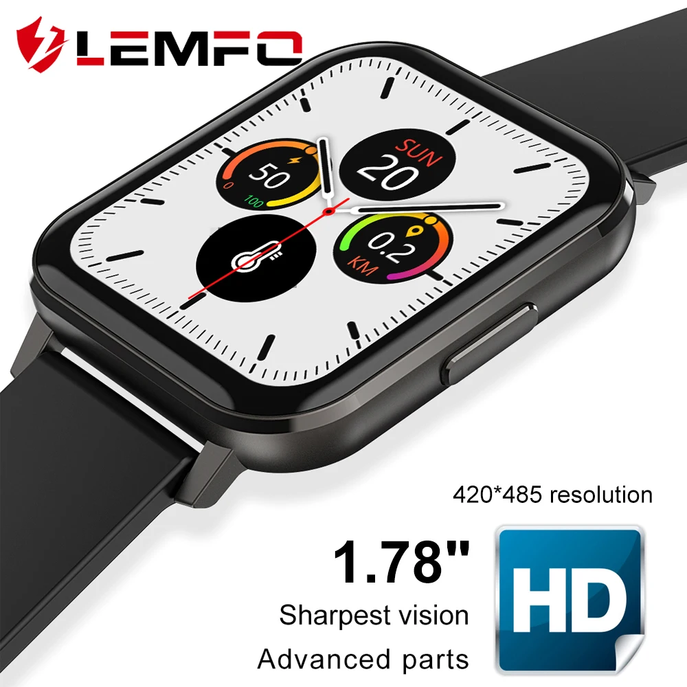 Смарт часы LEMFO DTX ECG 2020 1 78 дюймов Большой 420*485 HD 2.5D экран прогноз погоды двойной