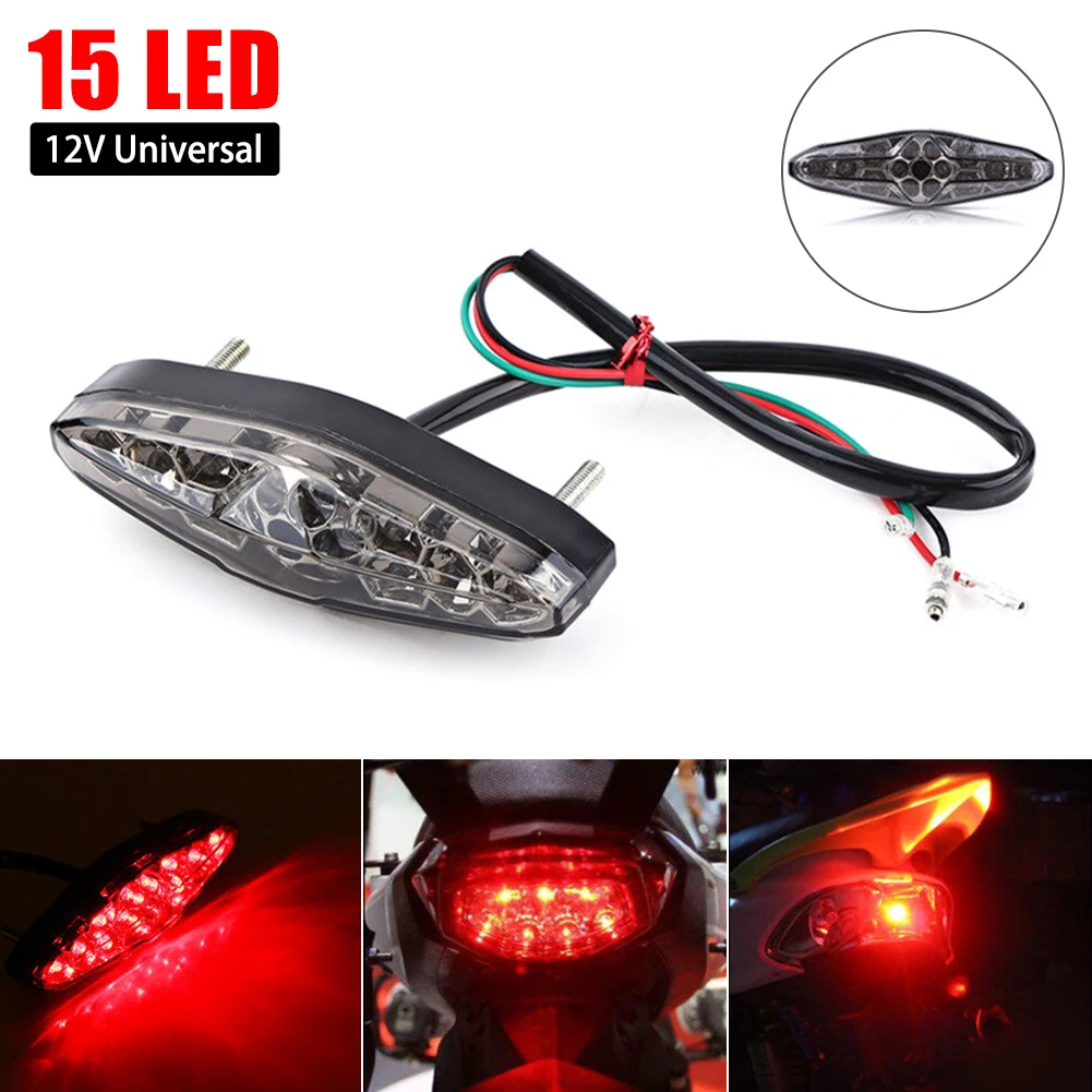 

Motorcycle LED Running Rear Brake Stop Tail Light License Plate Smoke Lamp 12V