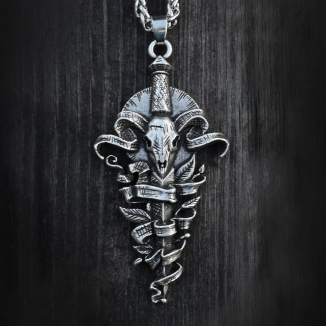 Punk Vintage Ram Skull And Sword Pendant Men Gothic Gifts Party SanLan  Jewelry - AliExpress