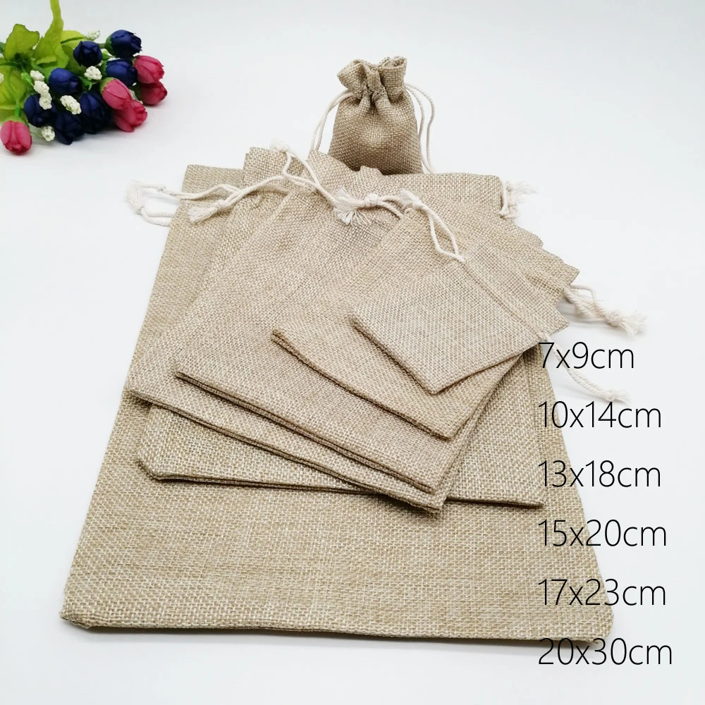 10pcs Jute Bags Gift Drawstring Pouch Gift Box Packaging Bags For Gift