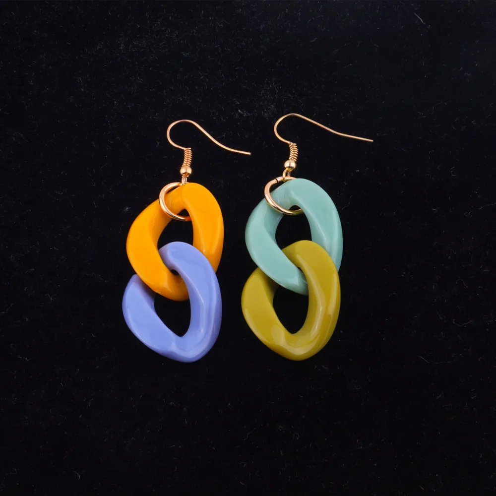 H426b270bffb54b5098936ee05f4f32cdk New Acrylic Long Chain Necklace Earrings For Women Colorful Resin Chain Collar Pendant Necklaces Fashion Jewelry Mallzona