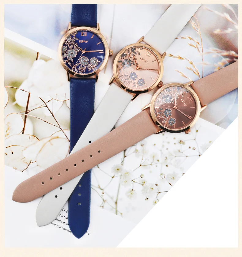 Дропшиппинг Модные женские римские Наручные часы для леди часы Relogio Feminino блестящие цветочные часы для женщин сверкающий цветок