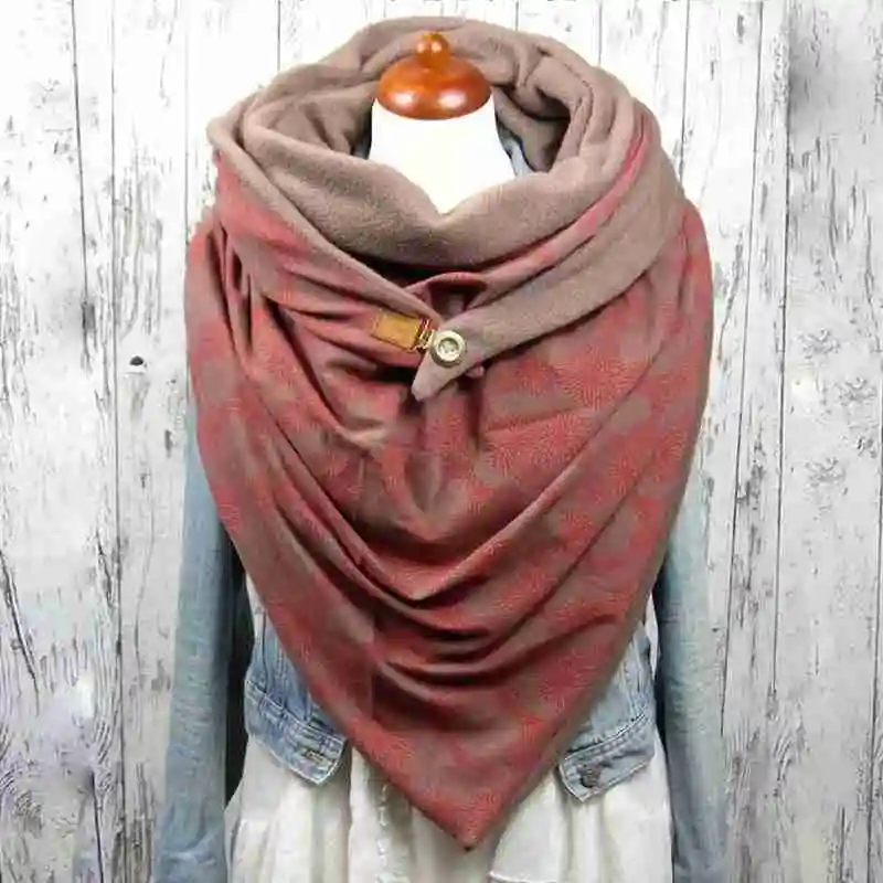 

Winter Scarf For Adults Design Fashion Warm Comfortable Polyester Wraps Scarf Neck Button Hijab Scarf