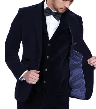 

Three Piece Velvet Wedding Tuxedo Suit for Men Slime Fit Groomsmen Blazers Formal Business Jacket Prom Evening Party Suit