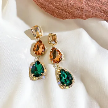 

Baroque Style Exaggerated Exquisite Rhinestones Drop Geometry Dangle Earrings Temperament Fashion Ladies Accessories Jewelry