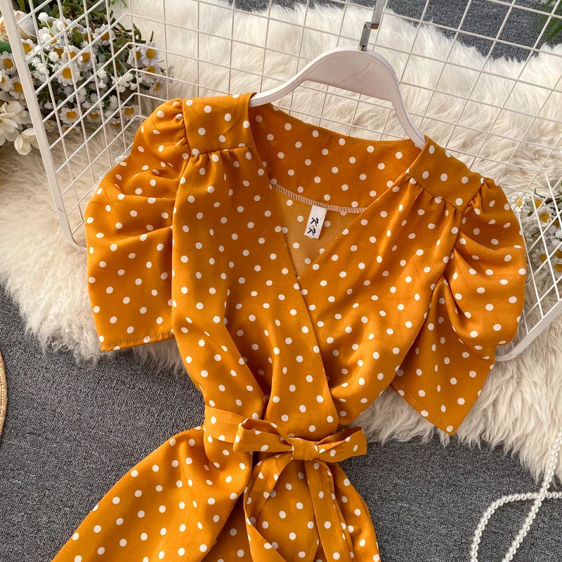 Boho, платье с v-образным вырезом в горошек, летнее Бандажное короткое платье, вечерние платья для женщин, повседневные красные платья для пляжного отдыха