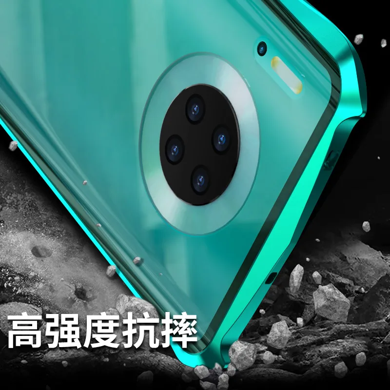 Двусторонний стеклянный Магнитный чехол для huawei mate 30 Pro, Магнитный чехол, Роскошный Алюминиевый металлический бампер 360, защитная задняя крышка, чехол