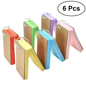 

6Pcs Kraft Paper Binder Ring Easy Flip Flash Cards Memo Scratch Notes Pads (Assorted Colors)