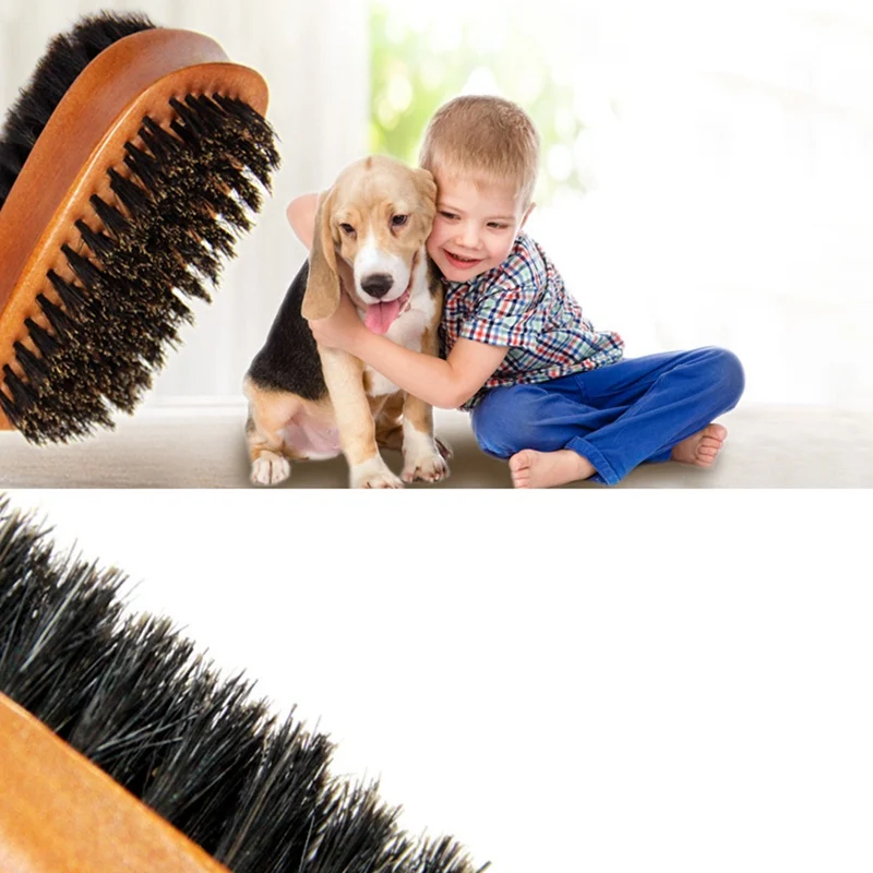 Double Sided Pet Bristle Comb Long Hair Brush Grooming Brush Cleans Pets Shedding& Dirt Massage Bath Brush For Dog