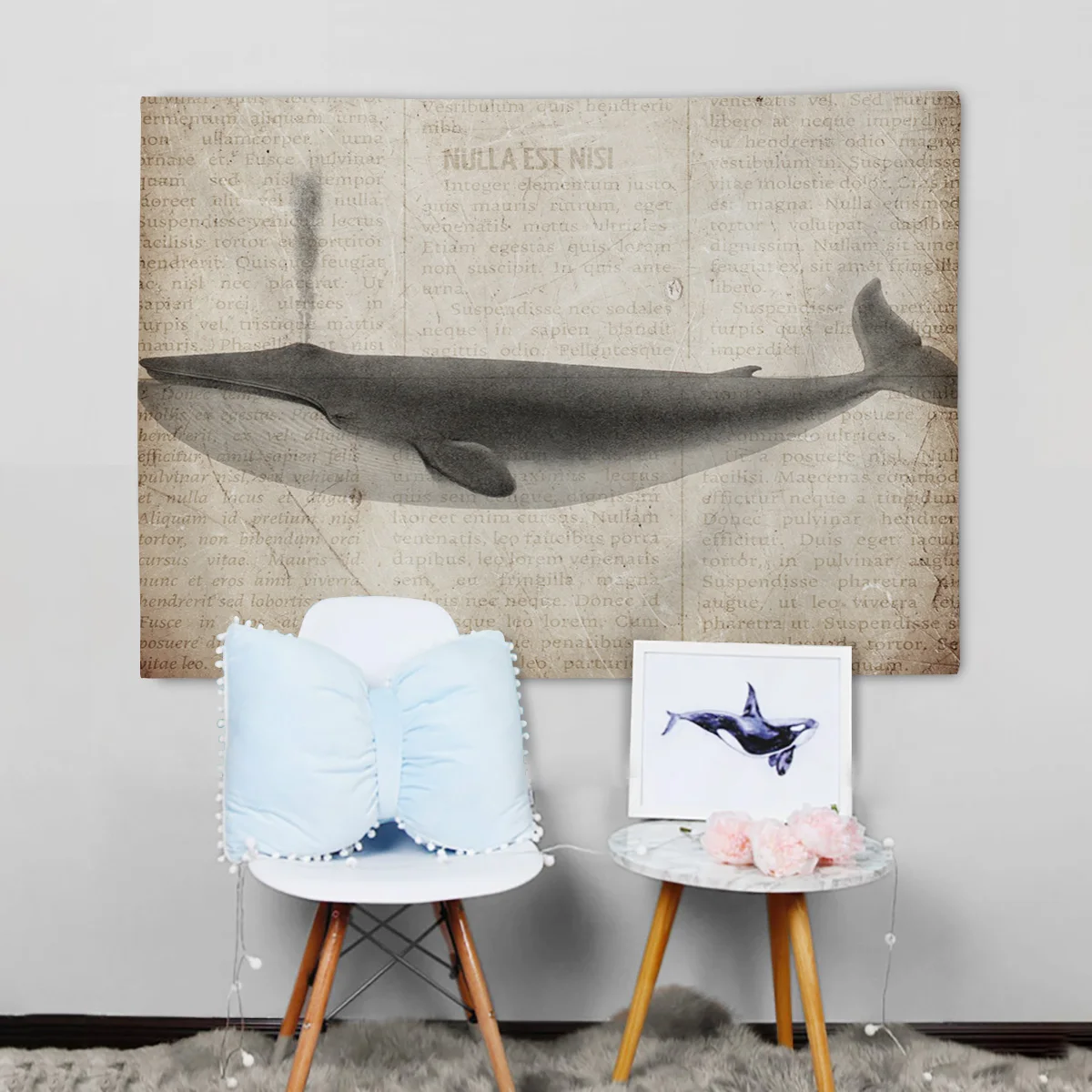 Tropical Whale Wall Hanging Tapestries Wall Decor Wall Art Coverlet Curtain Scarf Throw Sheet Personalized Anti-Allergy Anti