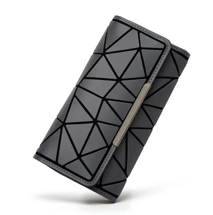 matte gray Модный светящийся кошелек, новая сумка, женский клатч с голограммой, геометрический матовый цвет, геометрический бумажник - Цвет: matte gray