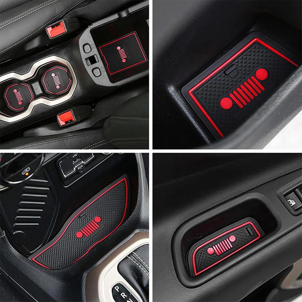 Новейший 16 шт./компл. резиновый нескользящий Внутренний дверной коврик чашки коврики для Jeep Renegade 15~ 18