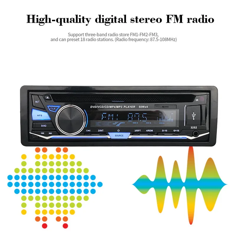 Аудио Музыка FM AUX в USB SD Карта BT Bluetooth 1 DIN CD DVD MP3 плеер с пультом дистанционного управления Съемная панель автомобиля Радио стерео