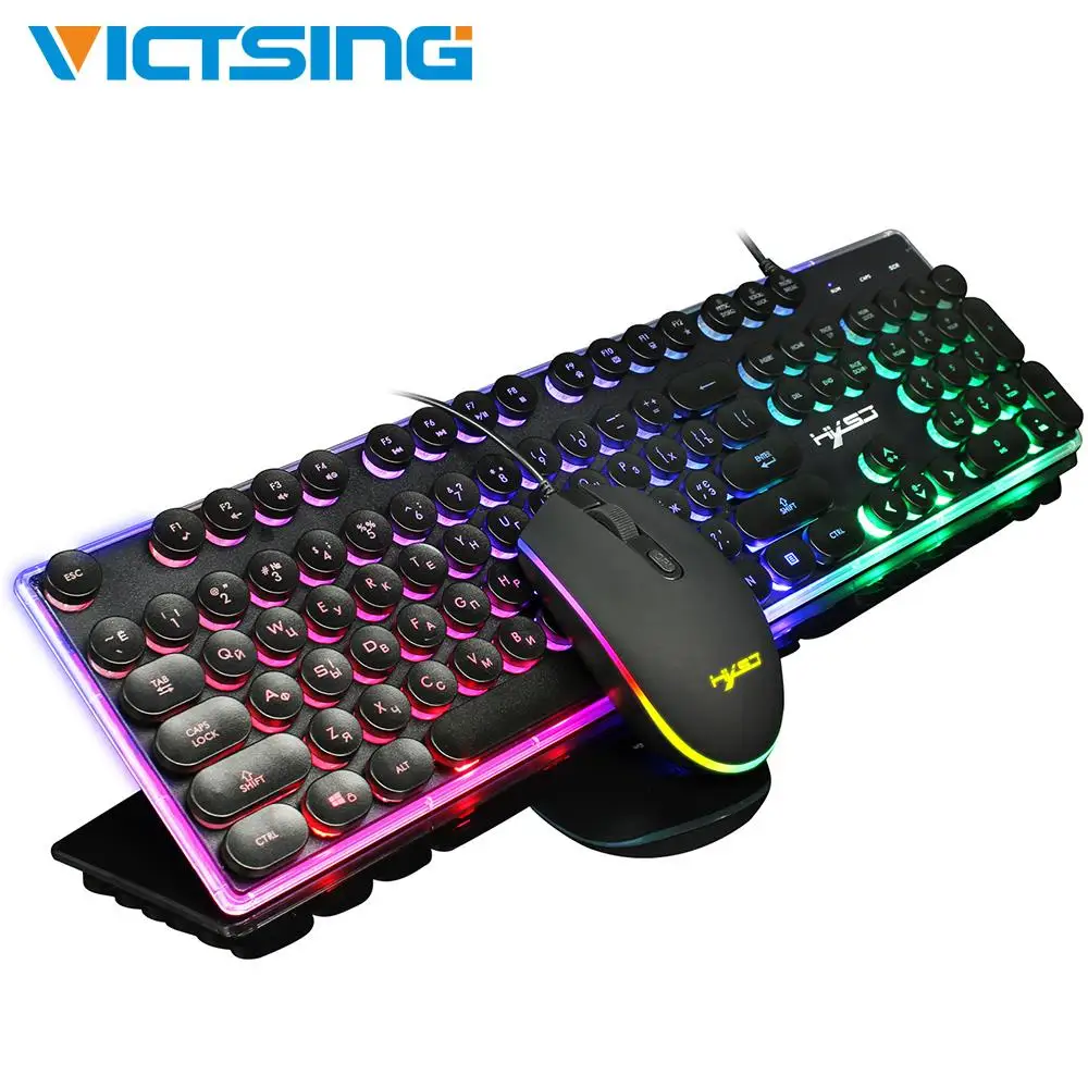 

VicTsing Gaming Mouse Gamer Keyboard Kit LED Backlit Mechanical Gaming Keyboard 104 Keys And 1600DPI Mouse Set for Windows PC