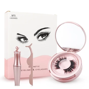 

2 Pairs Reusable Gradient Color Magnetic Fake Eyelashes Natural Magnet False Eyelashes Extension kits with Eyeliner tweezer Tool