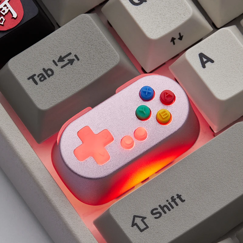 Holyoops Controlador de Gamepad Capslock Artesanal Keycap Cnc de Alumínio Anodizado Compatível com Interruptores Cereja mx Branco Rosa Amarelo Cian