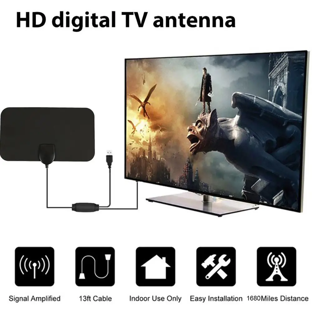 4K цифровая HDTV Антенна Внутренняя антенна с усилителем 1680 миль диапазон с HD1080P DVB-T2 tv для жизни местные каналы вещания